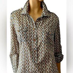 Tory Burch Elephant print blouse tunic size 2 with flaws